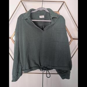 Lou & Grey Green Oversized Cropped Sweatshirt, size XL
